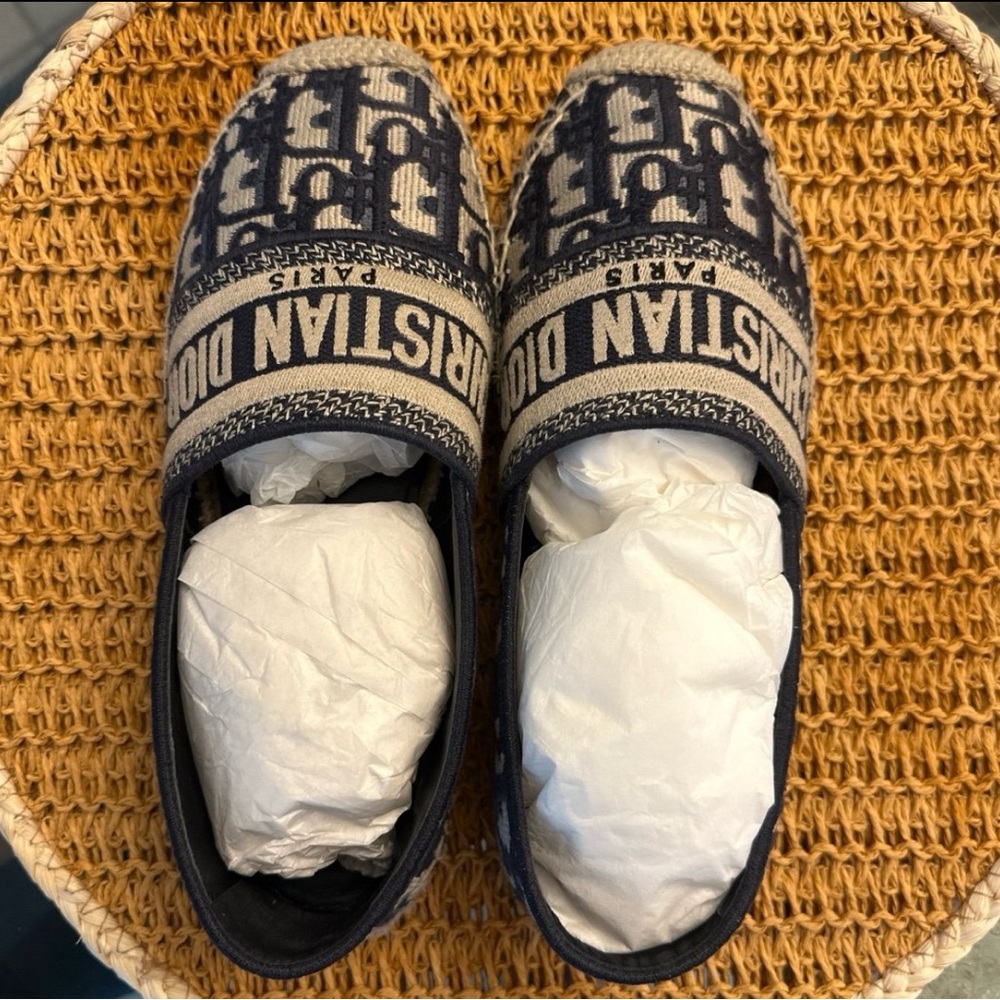 Dior Navy and Cream Espadrilles